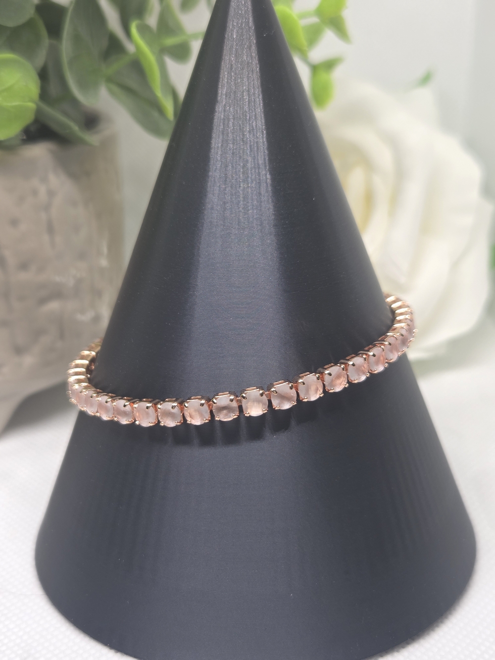 Rose Gold Pink Stone Tennis Bracelet